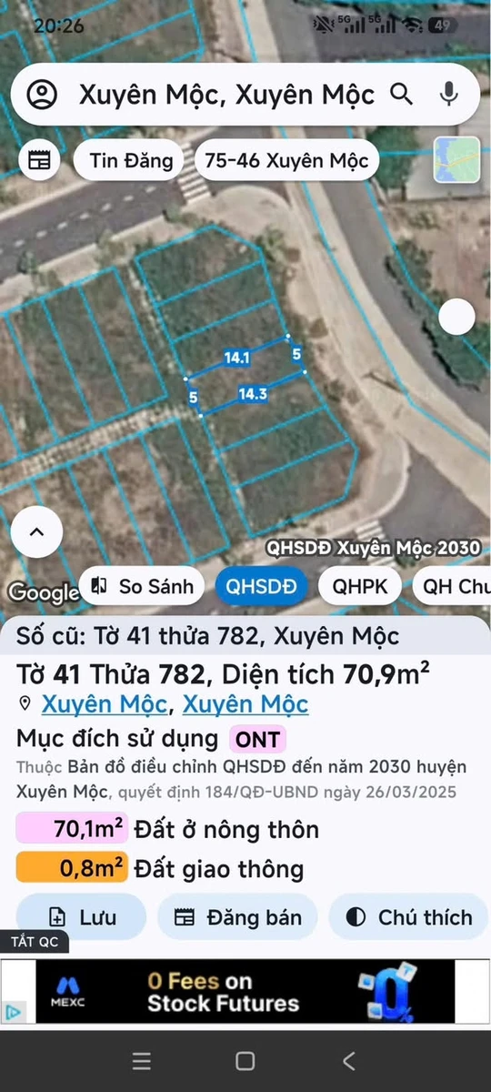 Bán lô đất 5x14m Xuyên Mộc, 1 tỷ 3 - Ảnh thu nhỏ 2