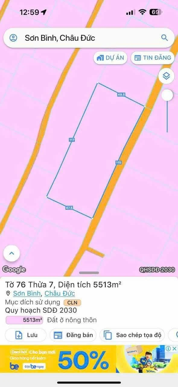 Bán đất trồng cây lâu năm 5.500m² tại Châu Đức - Ảnh 1