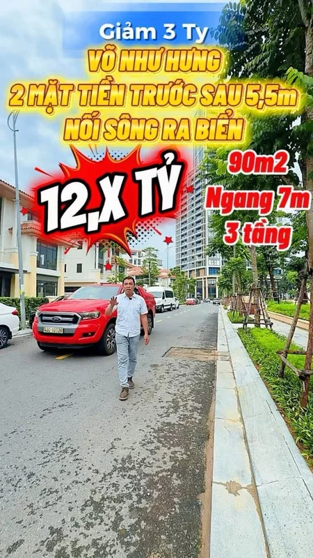 Bán nhà 3 tầng 2 mặt tiền 90m2 ngang 7m đường Võ Như Hưng, Đà Nẵng