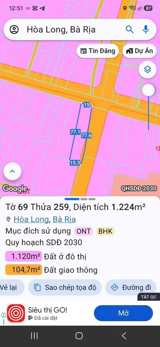 Bán lô đất sào mặt tiền đường 16 Hòa Long, Bà Rịa, 1225m2, giá 5 tỷ - Ảnh thu nhỏ 4