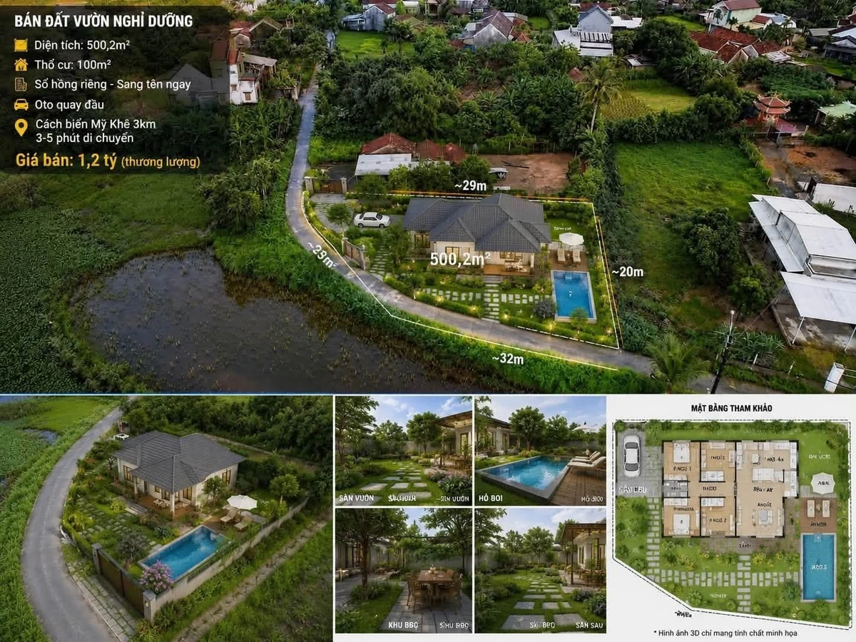 Bán đất 500m² gần biển Mỹ Khê, Đà Nẵng, 1.2 tỷ - Ảnh 1