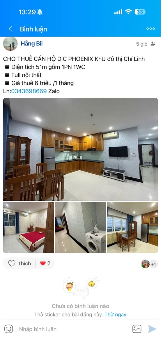 Cho thuê căn hộ DIC Phoenix 51m2, 1PN, 6 triệu/tháng - Ảnh 1