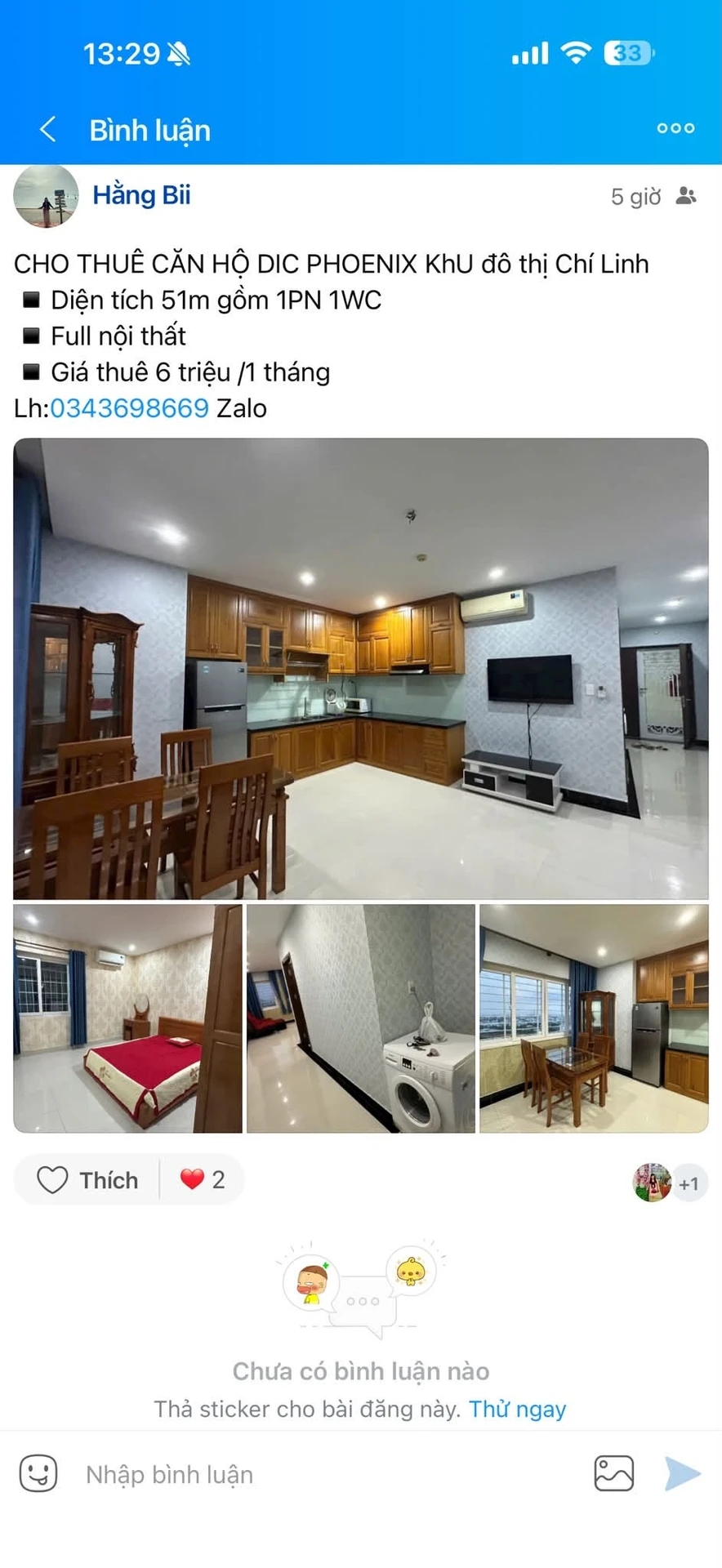 Cho thuê căn hộ DIC Phoenix 51m2, 1PN, 6 triệu/tháng - Ảnh 1