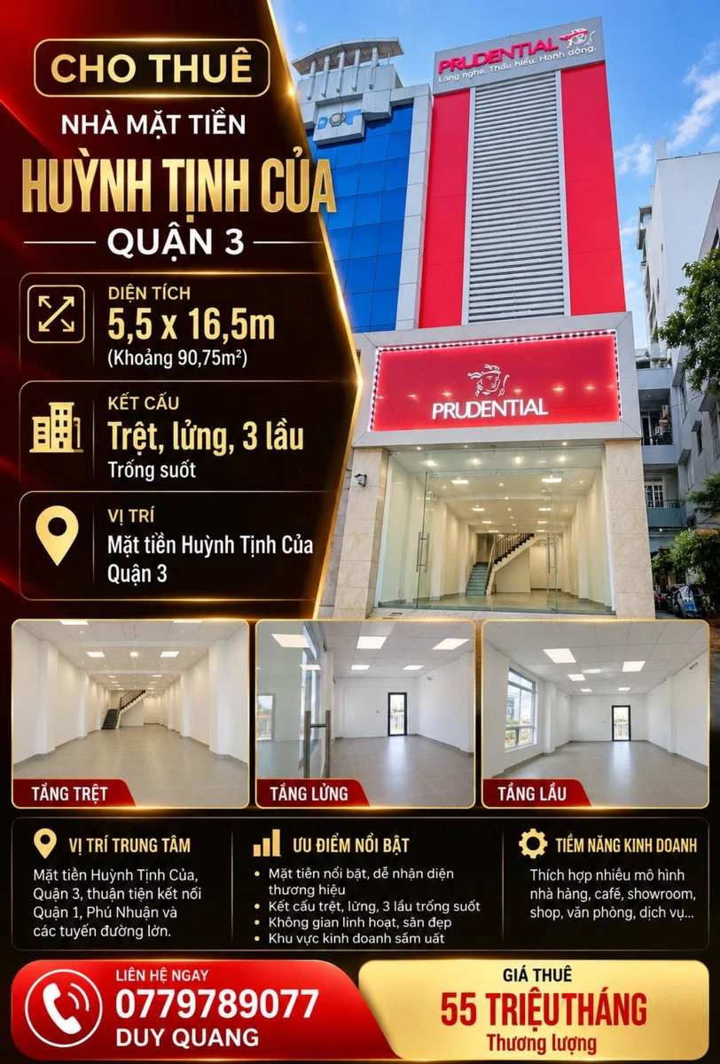 Cho thuê nhà mặt tiền Huỳnh Tịnh Của, Quận 3, 90.75m² - Ảnh 1