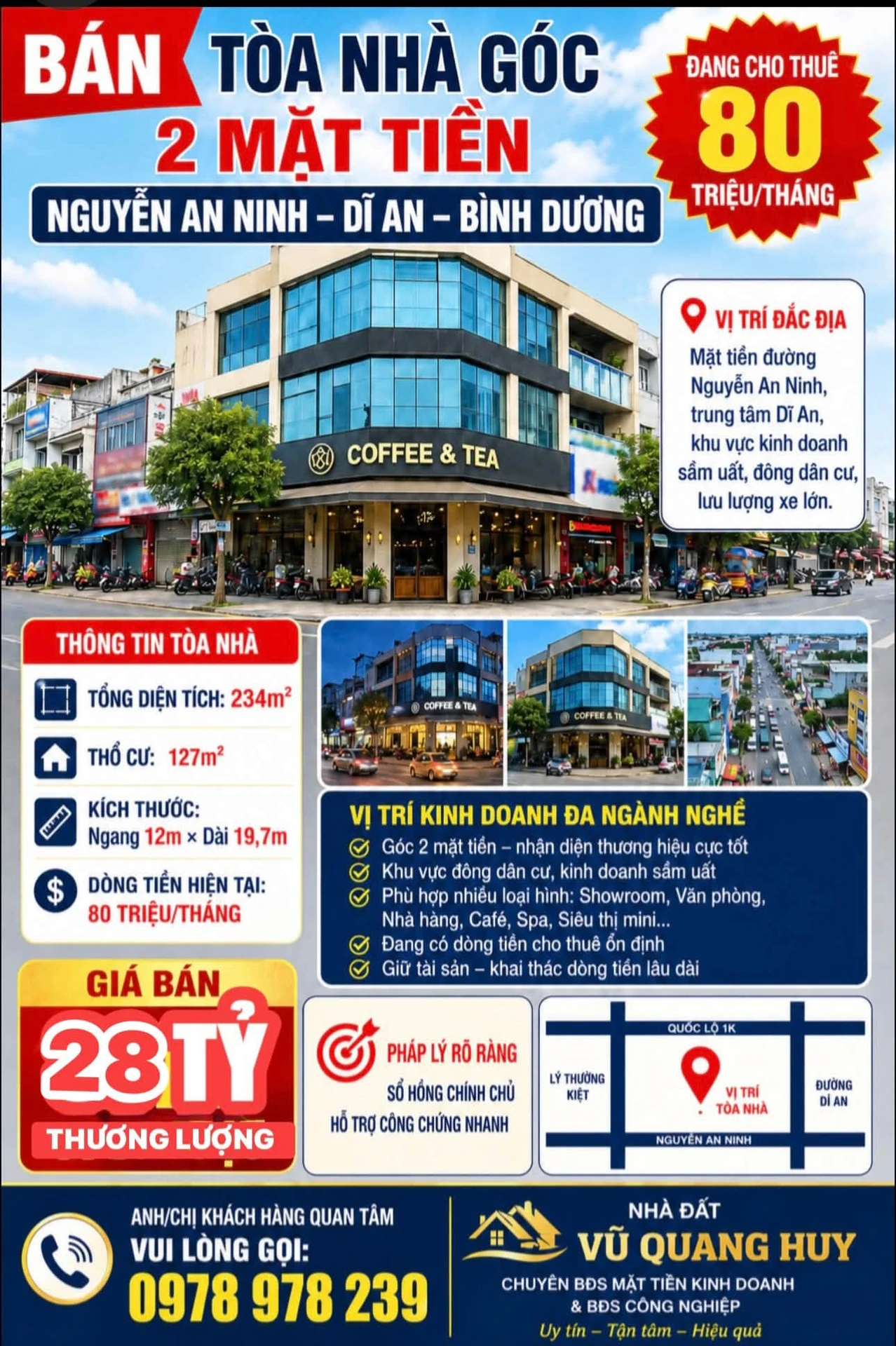 Bán tòa nhà góc 2 mặt tiền 234m² Nguyễn An Ninh, Dĩ An - Ảnh 1