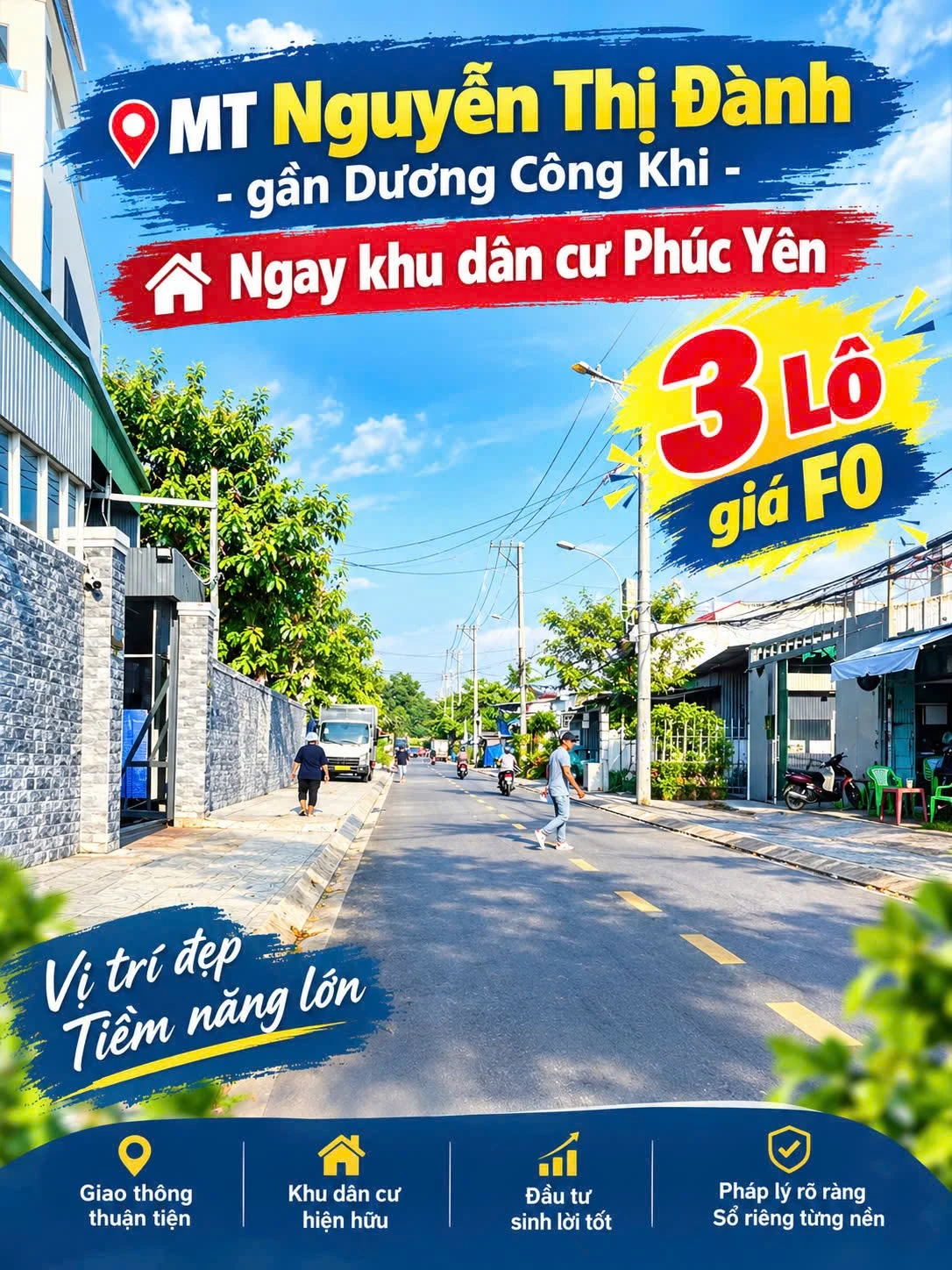 Bán 3 lô đất mặt tiền Nguyễn Thị Đành, Hóc Môn, 130-250m², từ 4,8 tỷ - Ảnh 1