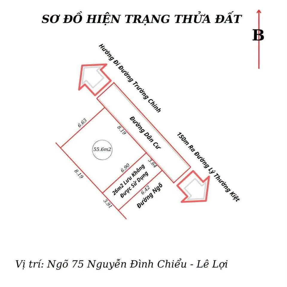 Bán lô đất 55,6m2 Phường Lê Lợi 3 tỉ - Ảnh 1