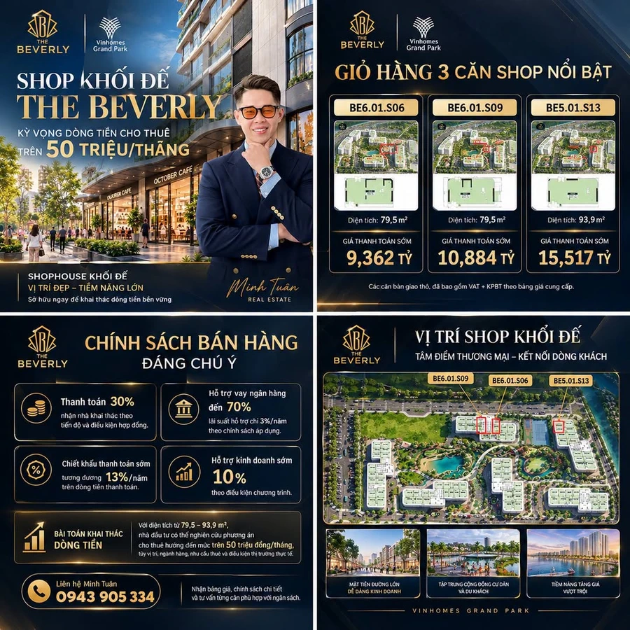 Bán shop The Beverly Vinhomes Grand Park 79,5m² 9,3 tỷ - Ảnh 1