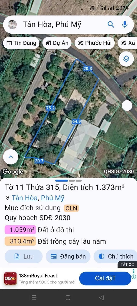 Bán nhà vườn 1360m² mặt tiền 6m Tân Hòa Phú Mỹ 2 tỷ 300 - Ảnh thu nhỏ 2