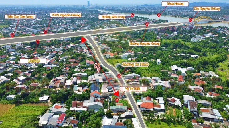 Bán đất 3 mặt tiền đường An Ninh 128,8m² giá 2,85 tỷ, Kim Long, Huế