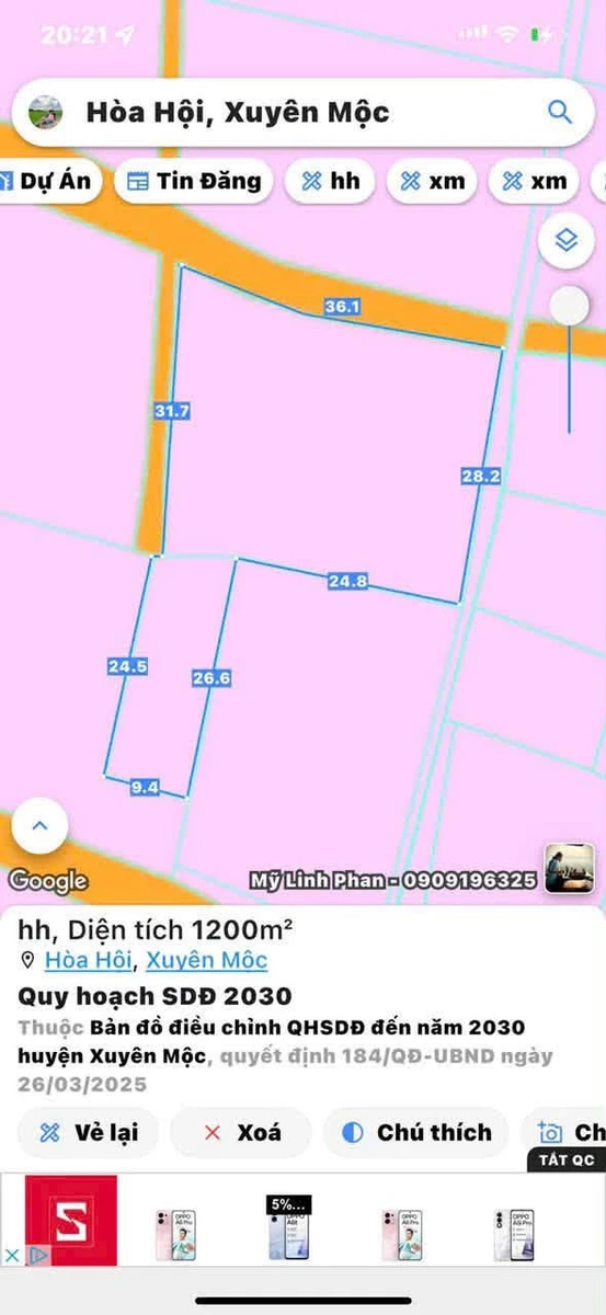 Bán đất 1200m2 mặt tiền 37m Xã Hòa Hội Cần Giờ - Ảnh 1