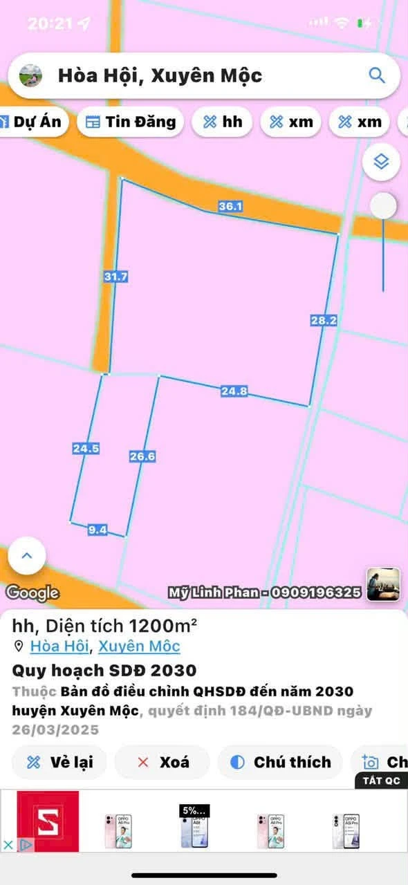 Bán đất 1200m2 mặt tiền 37m Xã Hòa Hội Cần Giờ - Ảnh 1