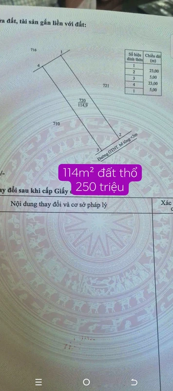Bán đất thổ cư 115m² tại Châu Thành, Long An - 250 triệu