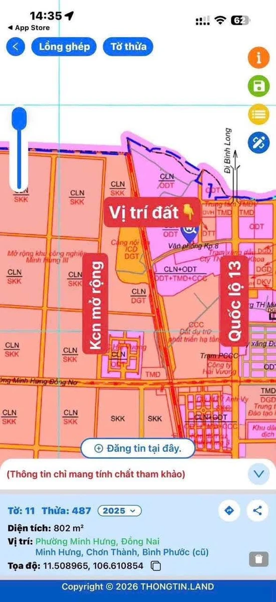 Bán đất Minh Hưng Bình Chánh 792m² xây trọ 1 tỷ 600 triệu - Ảnh thu nhỏ 3