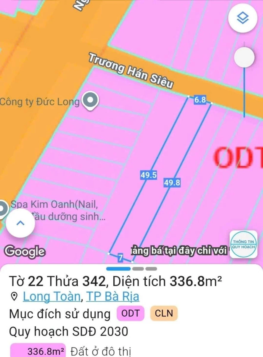 Bán lô đất mặt tiền Trương Hán Siêu 340m² Bà Rịa 4 tỷ 3 - Ảnh thu nhỏ 3