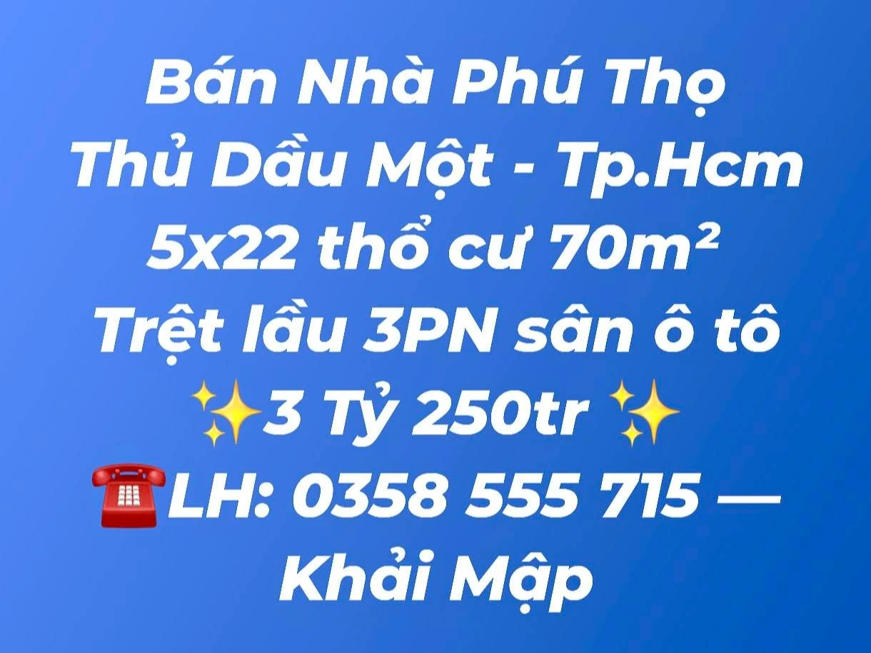 Bán nhà phố 3 phòng ngủ 110m² Thủ Dầu Một, Bình Dương - Ảnh 1