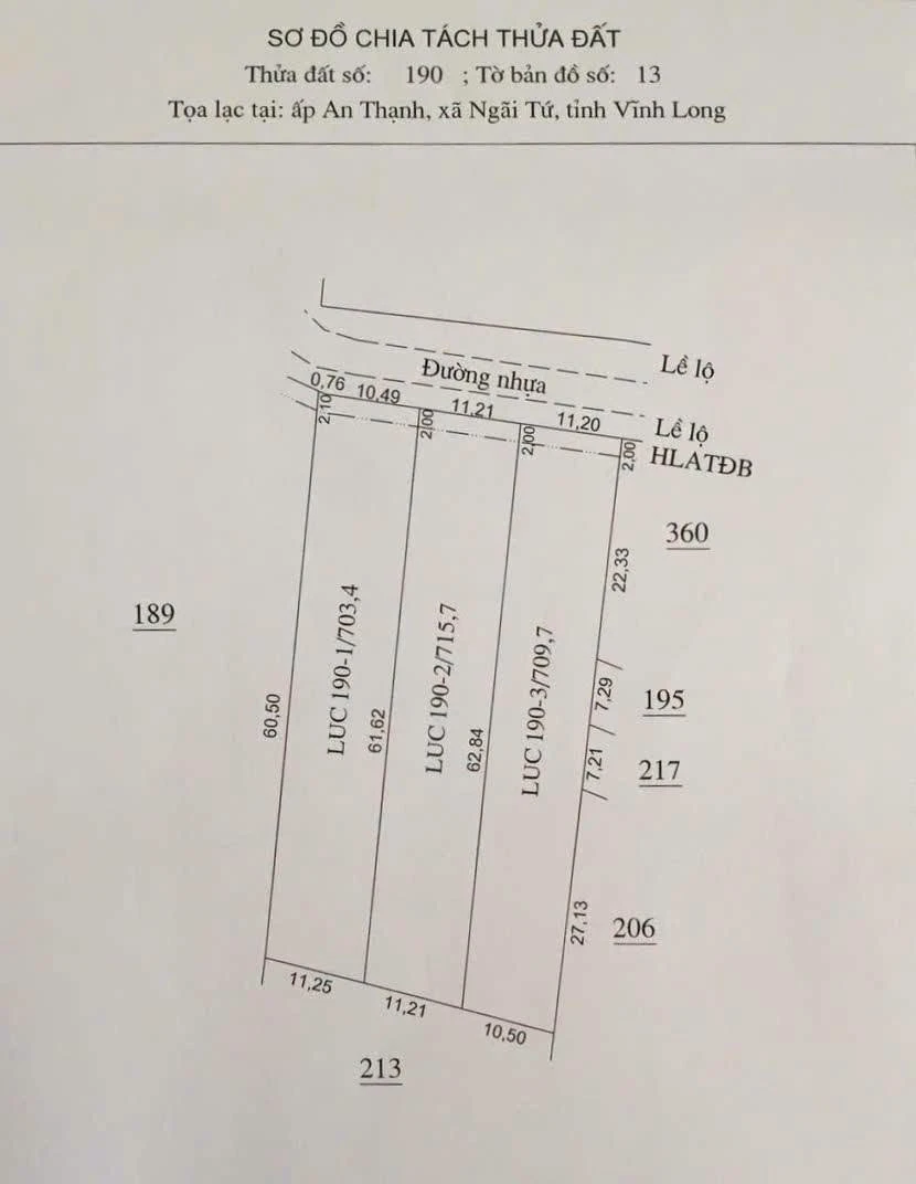 Bán 3 nền đất liền kề hơn 700m² mặt tiền lộ nhựa tại Xã Ngãi Tứ, Vĩnh Long - Ảnh thu nhỏ 3