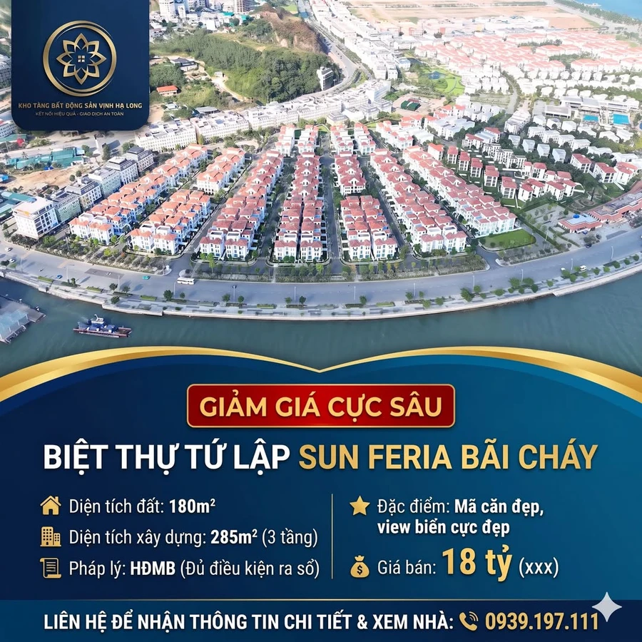 Bán biệt thự tứ lập Sun Feria Bãi Cháy 285m² 18 tỷ - Ảnh 1