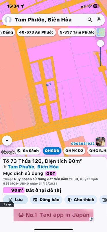 Bán đất 1 sẹc Phùng Hưng Tam Phước Biên Hòa 90 m² 1 tỷ 790 triệu
