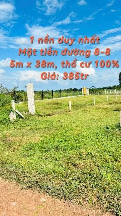 Bán nền đất mặt tiền 5x38m tại Xã Phan, Tây Ninh - 385 triệu