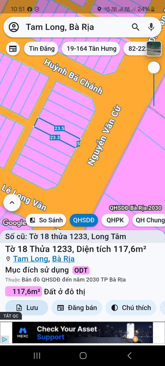 Bán lô đất mặt tiền Trần Phú 117.5m² Bà Rịa 2.79 tỷ - Ảnh 1
