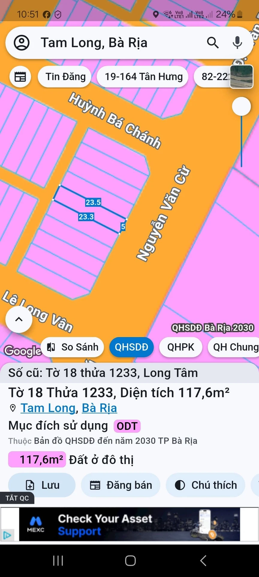 Bán lô đất mặt tiền Trần Phú 117.5m² Bà Rịa 2.79 tỷ - Ảnh 1