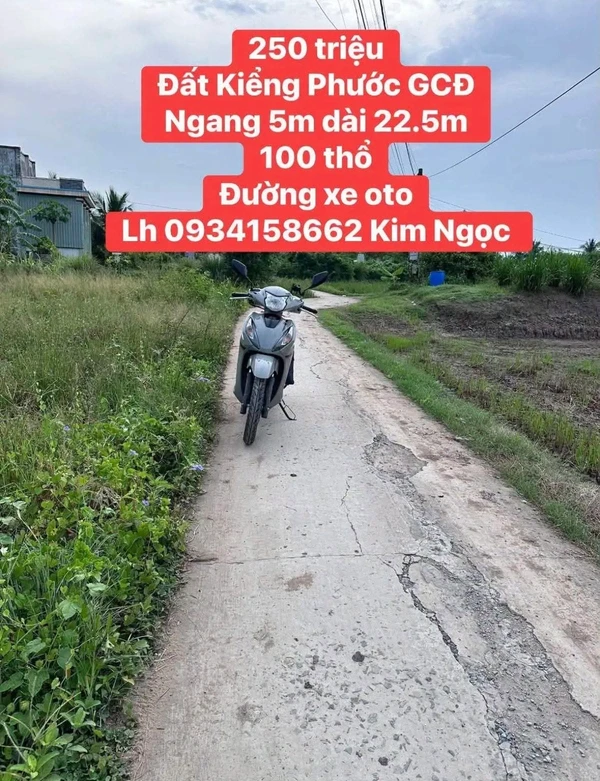 Bán đất 5x22,5m có 100m2 thổ cư giá 250 triệu tại xã Gia Thuận, Đồng Tháp