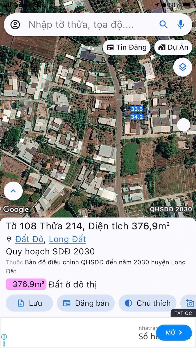 Bán đất 2 mặt tiền đường Trần Văn Thượng, trung tâm Đất Đỏ, 377m2, giá 2,635 tỷ - Ảnh 1