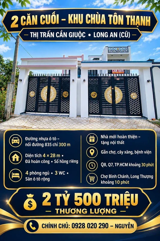Bán nhà 4 phòng ngủ 112 m² Cần Giuộc Long An