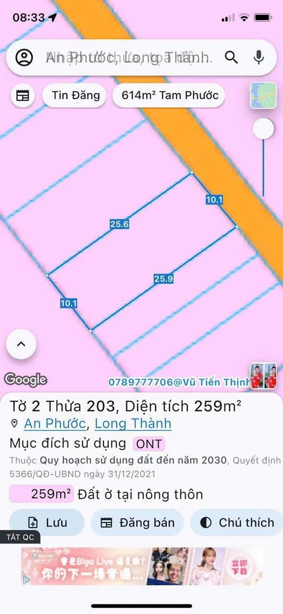 Bán đất thổ cư 10x25m ấp 8 An Phước, gần KCN Long Đức, giá khoảng 2 tỷ - Ảnh 1