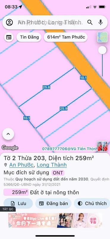 Bán đất thổ cư 10x25m ấp 8 An Phước, gần KCN Long Đức, giá khoảng 2 tỷ