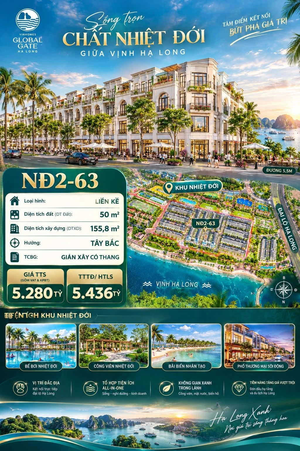 Bán liền kề 50m² Hạ Long Xanh 5,28 tỷ - Ảnh 1