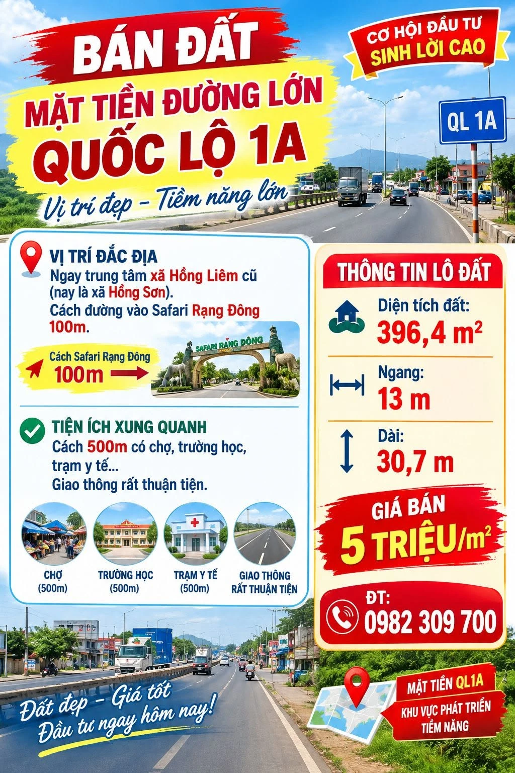 Bán lô đất thổ cư 396m² mặt tiền Quốc lộ 1A, Lâm Đồng - Ảnh 1