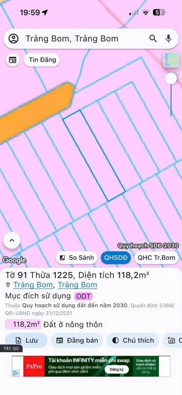 Đất thổ cư Trảng Bom 5×23m, 599 triệu
