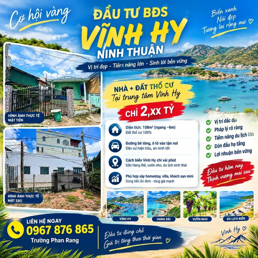 Bán đất Vĩnh Hy 187m² kèm nhà 8 tỷ - Ảnh 1