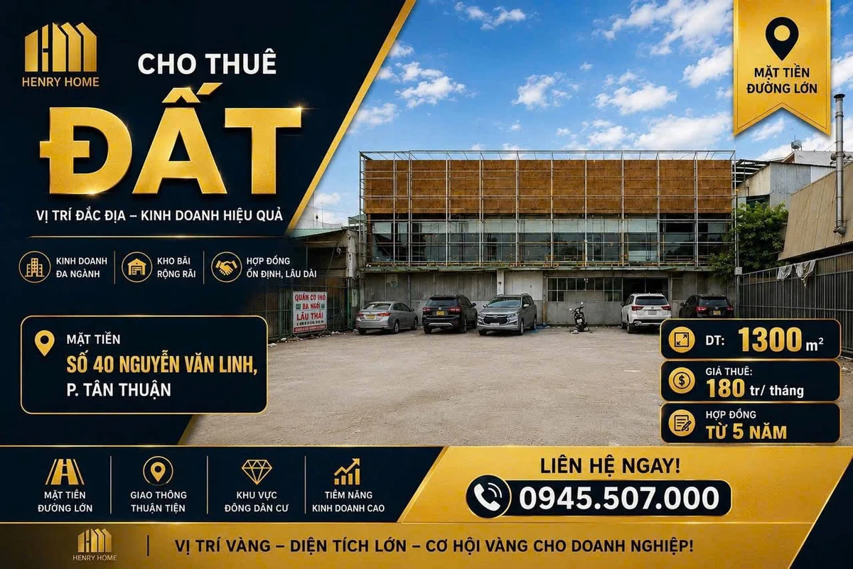 Cho thuê mặt bằng 1300m², mặt tiền 20m tại Q.7 - Ảnh 1