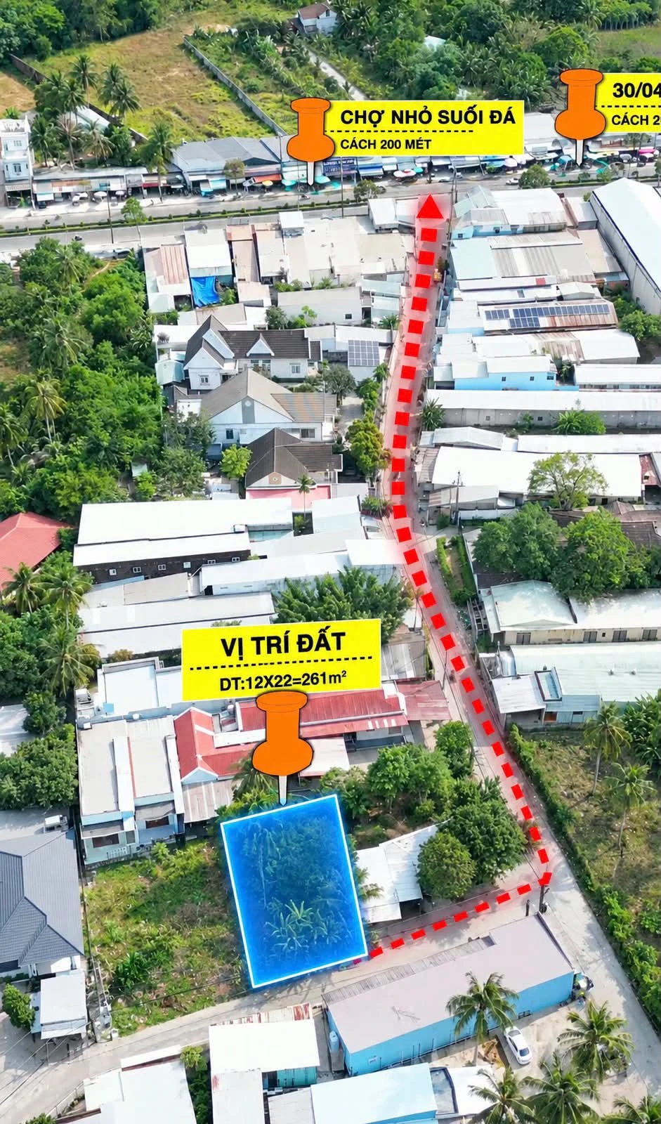 Bán đất Suối Đá 261m² ngang 12m giá 3 tỷ - Ảnh 1