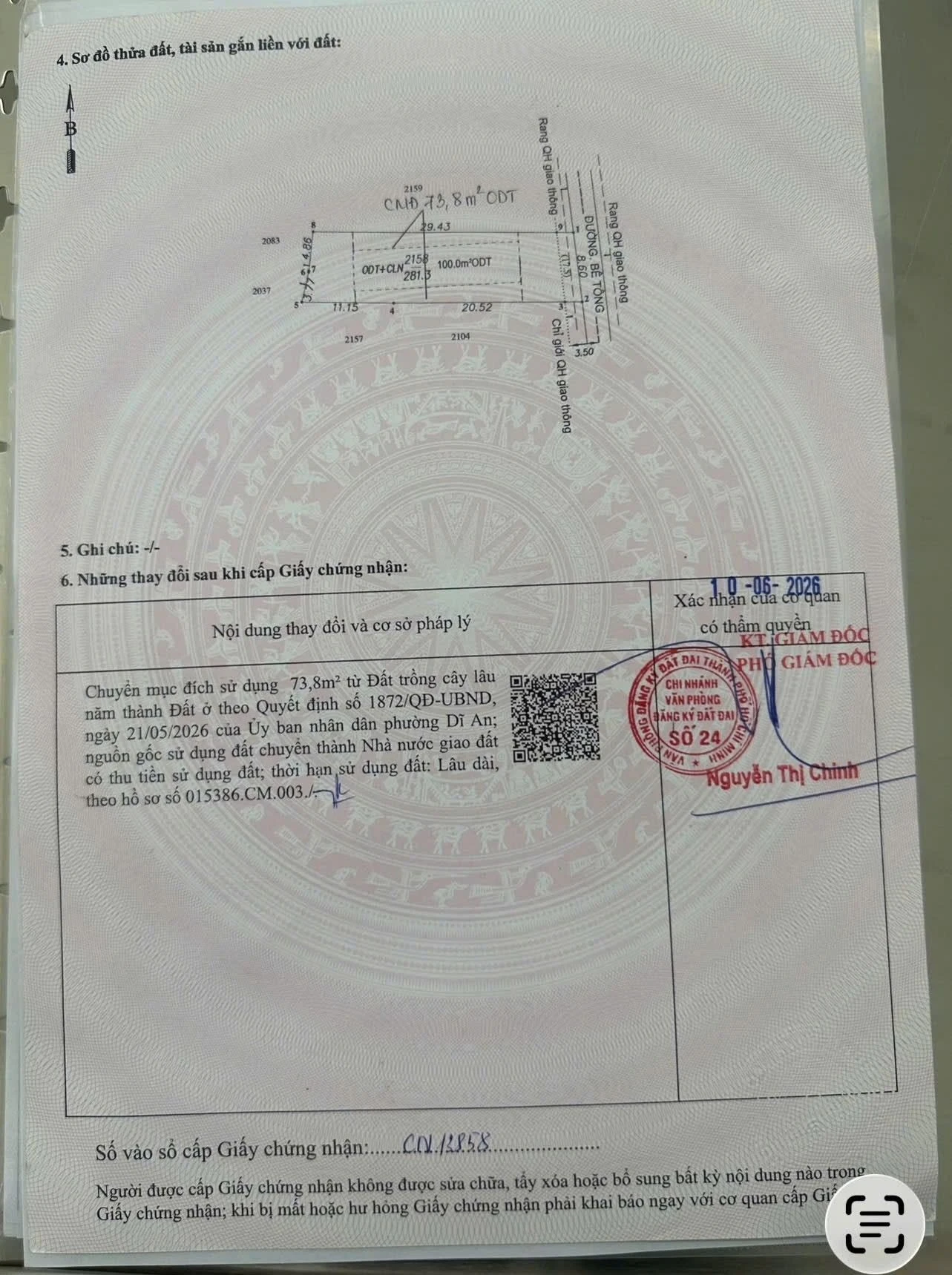 Bán lô đất 281m2 đường Nguyễn Trung Trực, Dĩ An, gần chợ Dĩ An 1 - Ảnh 1