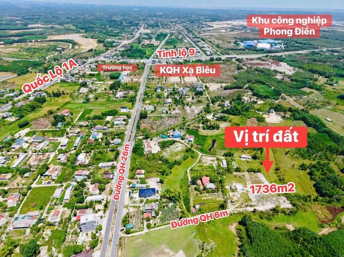 Bán đất hơn 1.700m², ngang 42m, 200m² thổ cư gần KCN Phong Điền, Huế - Ảnh 1