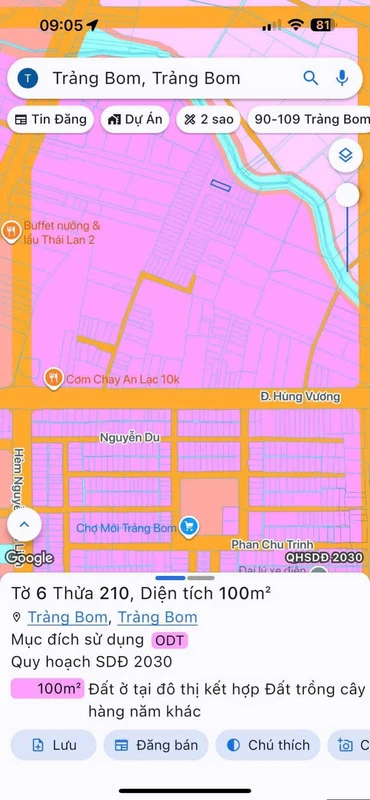 Bán lô đất 100m² Trảng Bom, Đồng Nai 1 tỷ 3