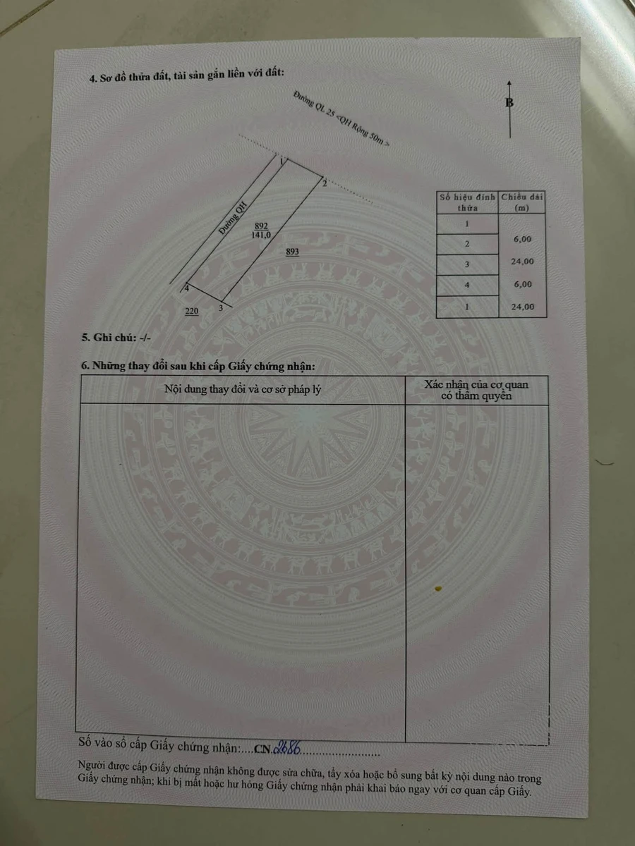 Bán lô đất QL25 Ngã Tư Ông Thử 6x24m 144m² 760 triệu - Ảnh thu nhỏ 3