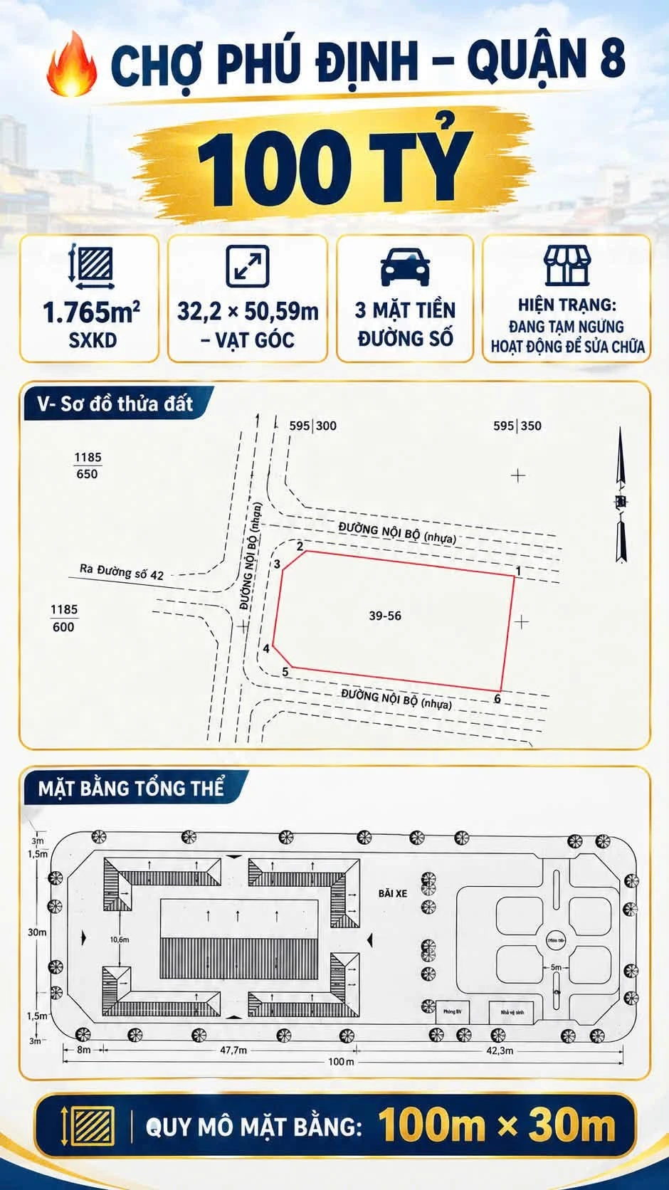 Bán đất SXKD mặt tiền Phú Định Quận 8, 1.765m² giá 100 tỷ - Ảnh 1