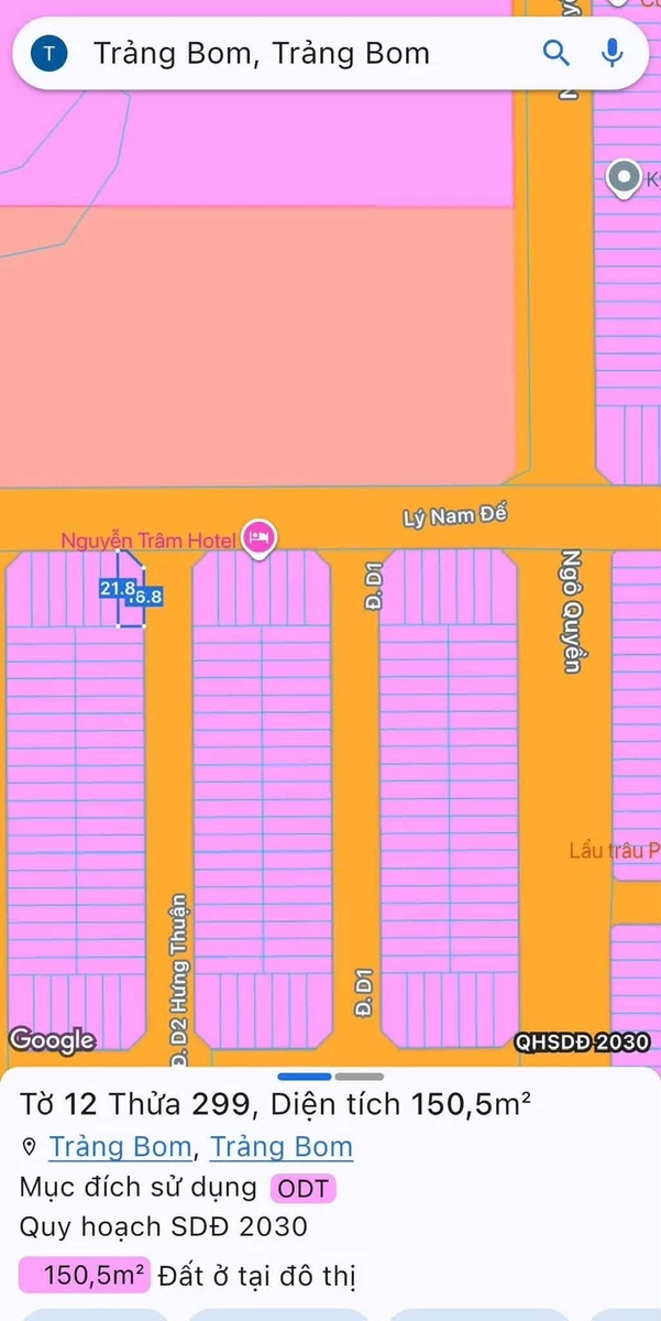 Bán lô góc 2 mặt tiền 163,5m² Lý Nam Đế Trảng Bom - Ảnh 1