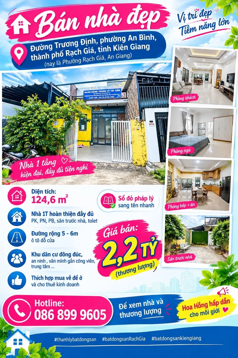 Bán nhà 1 tầng 124,6 m² Rạch Giá, Kiên Giang 2,2 tỷ - Ảnh 1