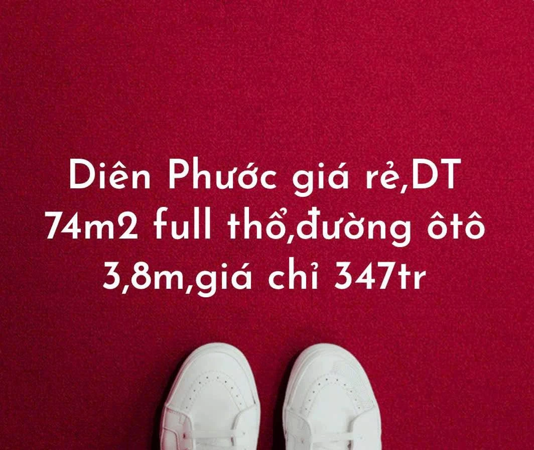 Bán đất Diên Phước 74m2 toàn thổ 347 triệu - Ảnh 1