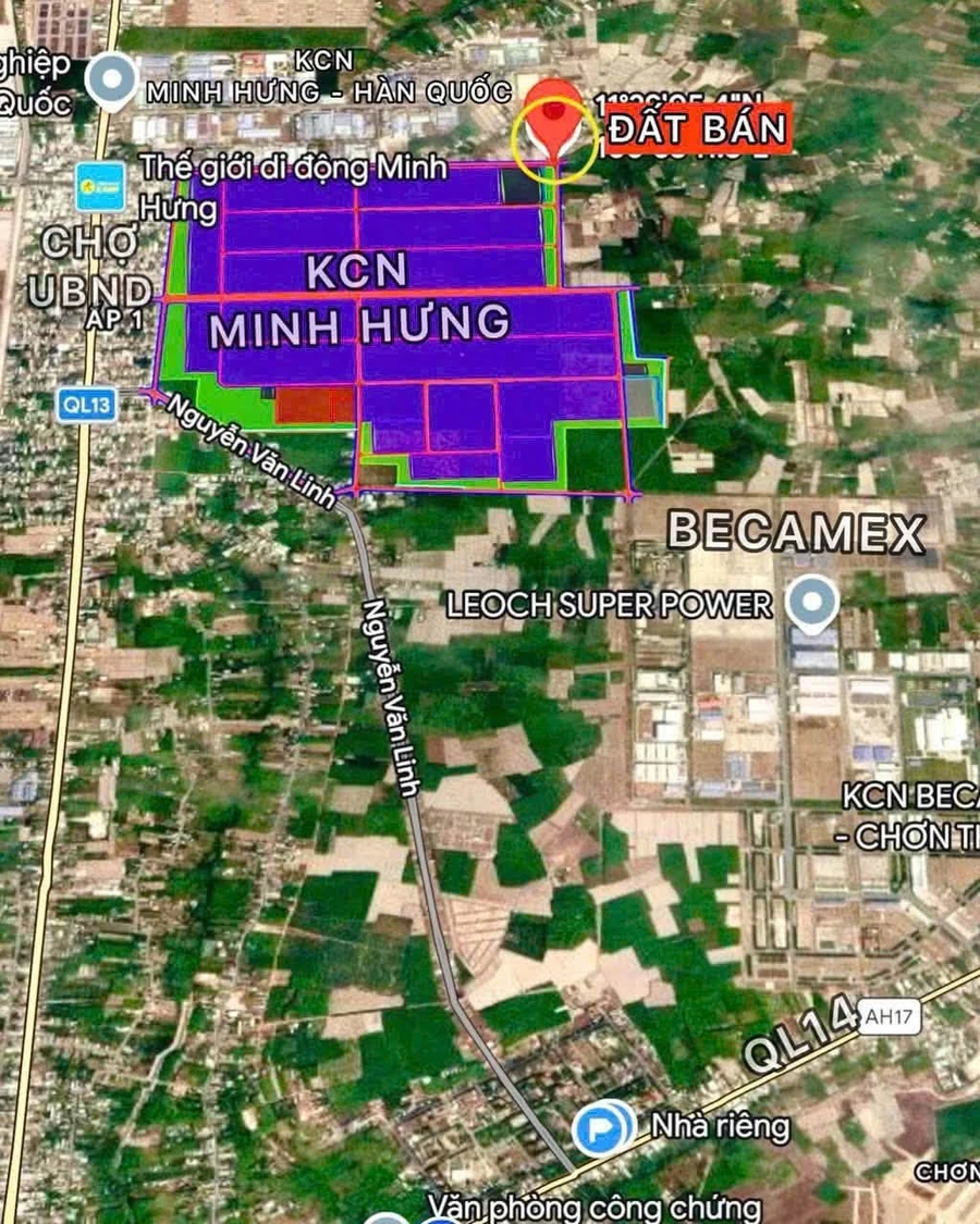 Bán đất mặt tiền 170m² gần KCN Minh Hưng 799 triệu - Ảnh 1