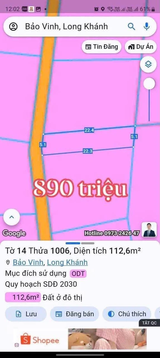 Bán đất nền 100m² Bảo Vinh 890 triệu - Ảnh thu nhỏ 2