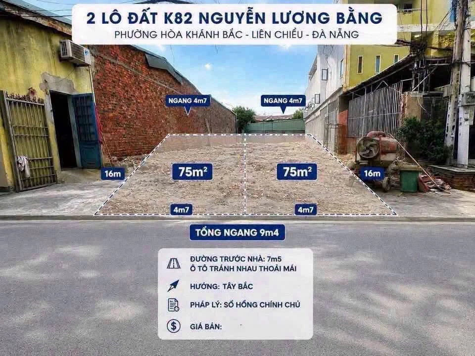 Bán 2 lô đất mặt tiền 7m 75m²/lô gần Bách Khoa Đà Nẵng - Ảnh 1