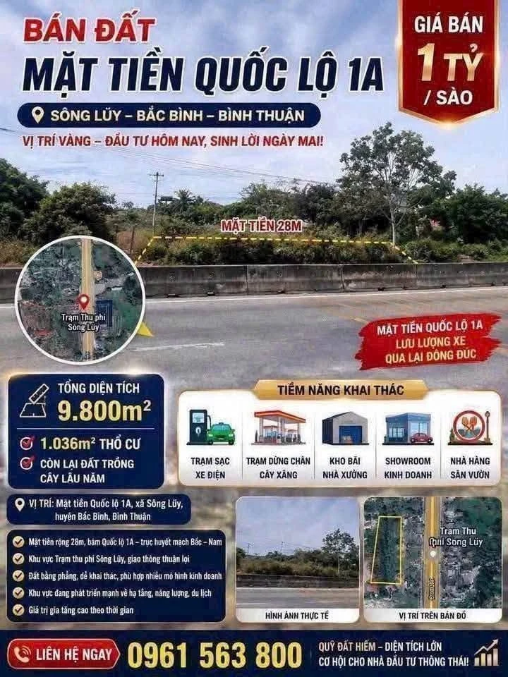 Bán đất Quốc lộ 1A Bắc Bình 9.800m² mặt tiền 28m - 9 tỷ - Ảnh thu nhỏ 4