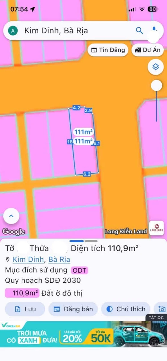 Bán đất góc 2 mặt tiền Long Hương 110m² - 2,15 tỷ - Ảnh 1